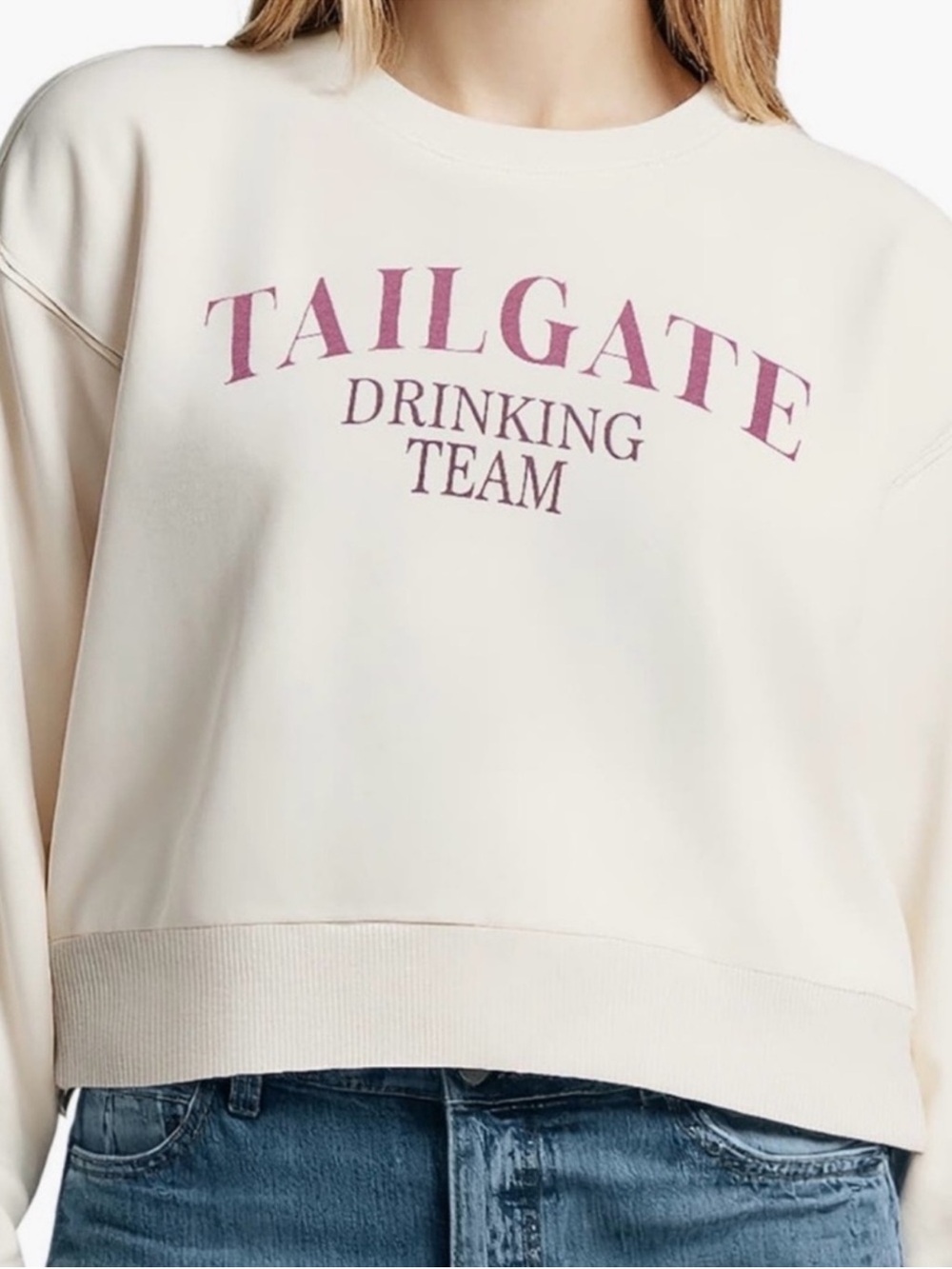 Wildfox Ivory "Tailgate Drinking Team" Graphic Sweatshirt, Women's Size XL